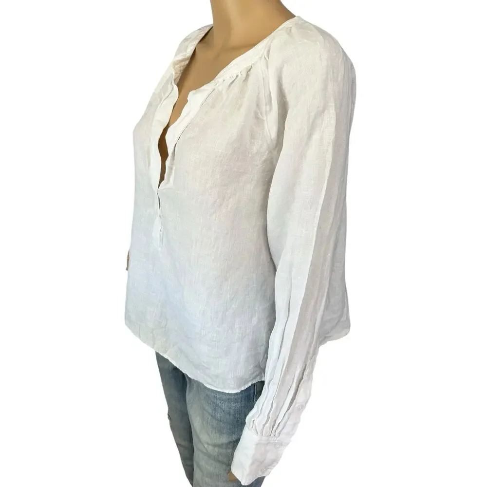 J. Crew Cabana Top in Pure Linen White C1542 Size M